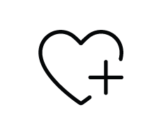 Heart with plus icon for Community page.