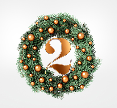 Holiday wreath with the number two inside